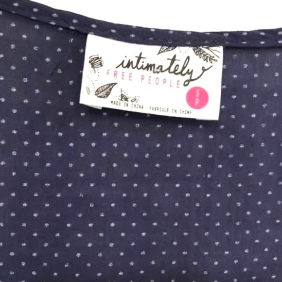 Free People Voile & Lace Trapeze Slip Dress Blue Dot S - Picture 7 of 7